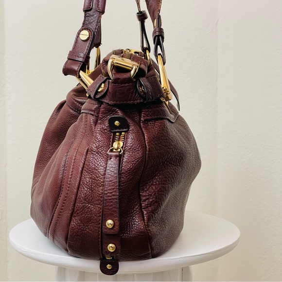 Burgundy B Makowsky Large Hobo Weekender Leather Bag - Picture 2 of 14